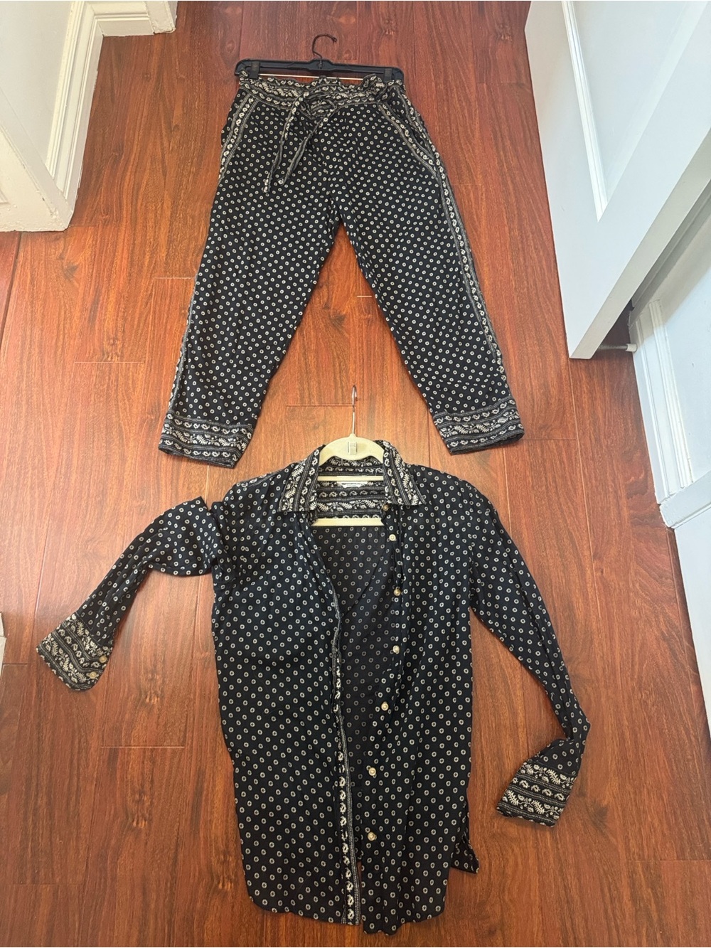 Isabel Marant Etoule Navy and White Printed Two-Piece Set.